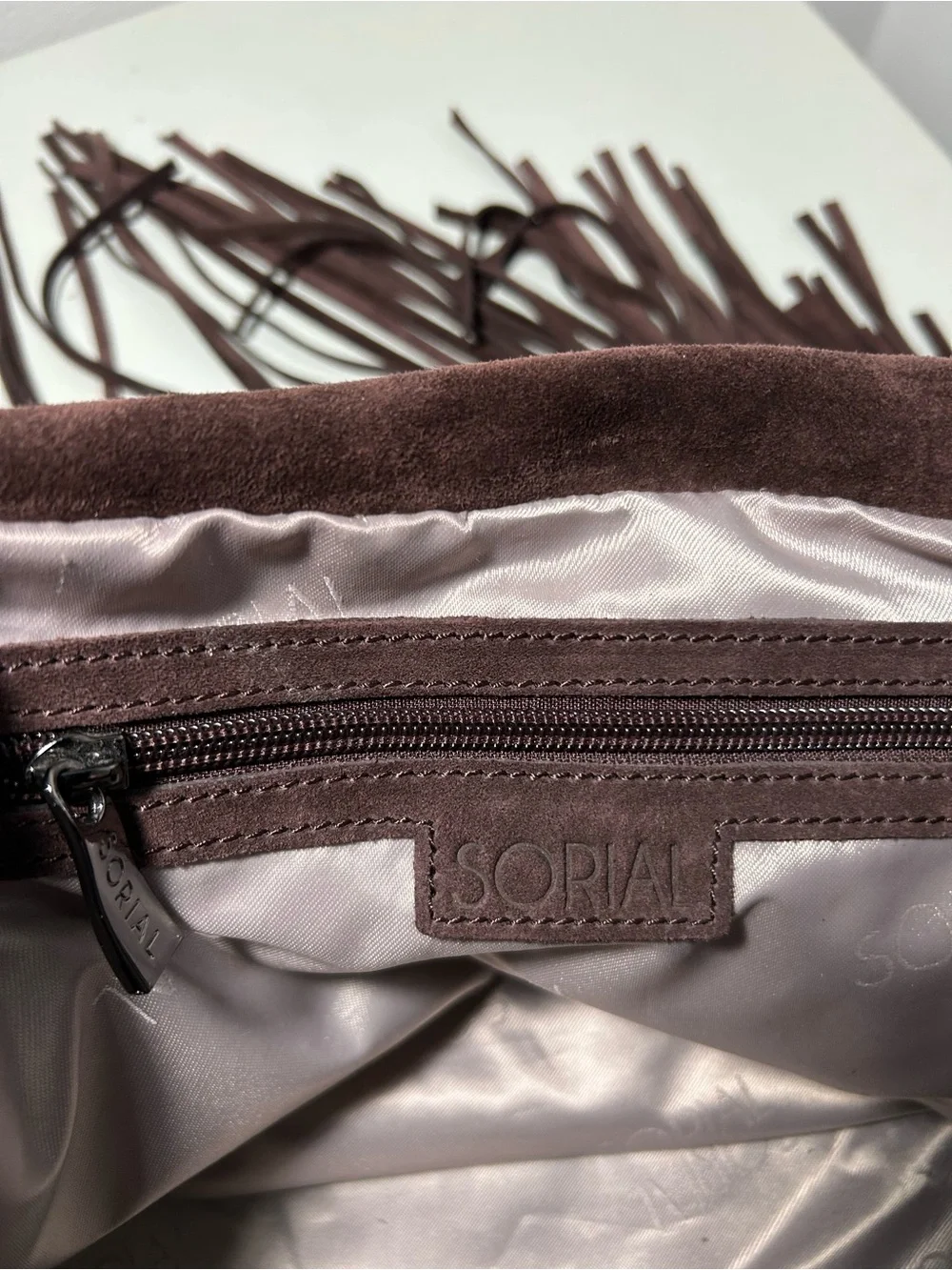 Sorial Dark Brown Suede Fringe Hobo Bag